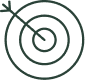 Cible et Flèche: Atteindre vos Objectifs avec Précision Symbole de cible avec une flèche qui atteint le centre, représentant un objectif, la précision, l'exactitude ou la réussite. Design simple.