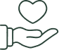 Don et Amour : Symbole de Générosité et Soutien Main ouverte tenant un cœur stylisé, symbolisant le don, l'amour, la générosité et le soutien mutuel.